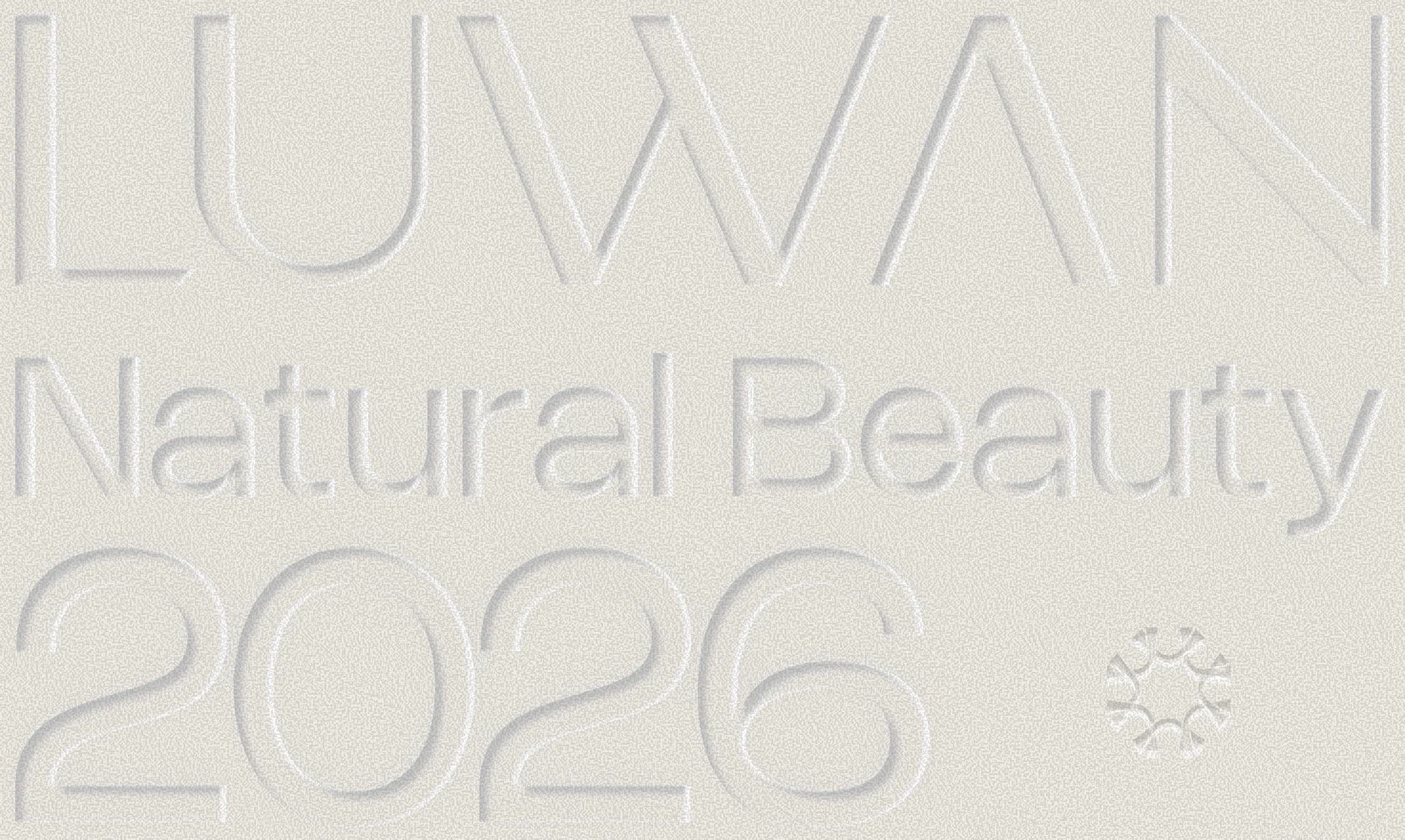 LUWAN embossed wordmark — Natural Beauty 2026